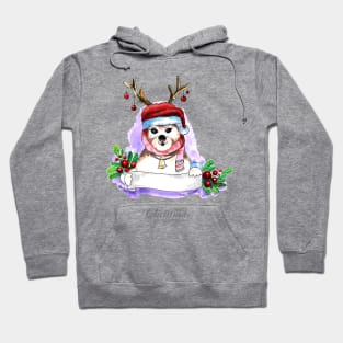 Puppy Christmas Watercolor hand Drawn Hoodie